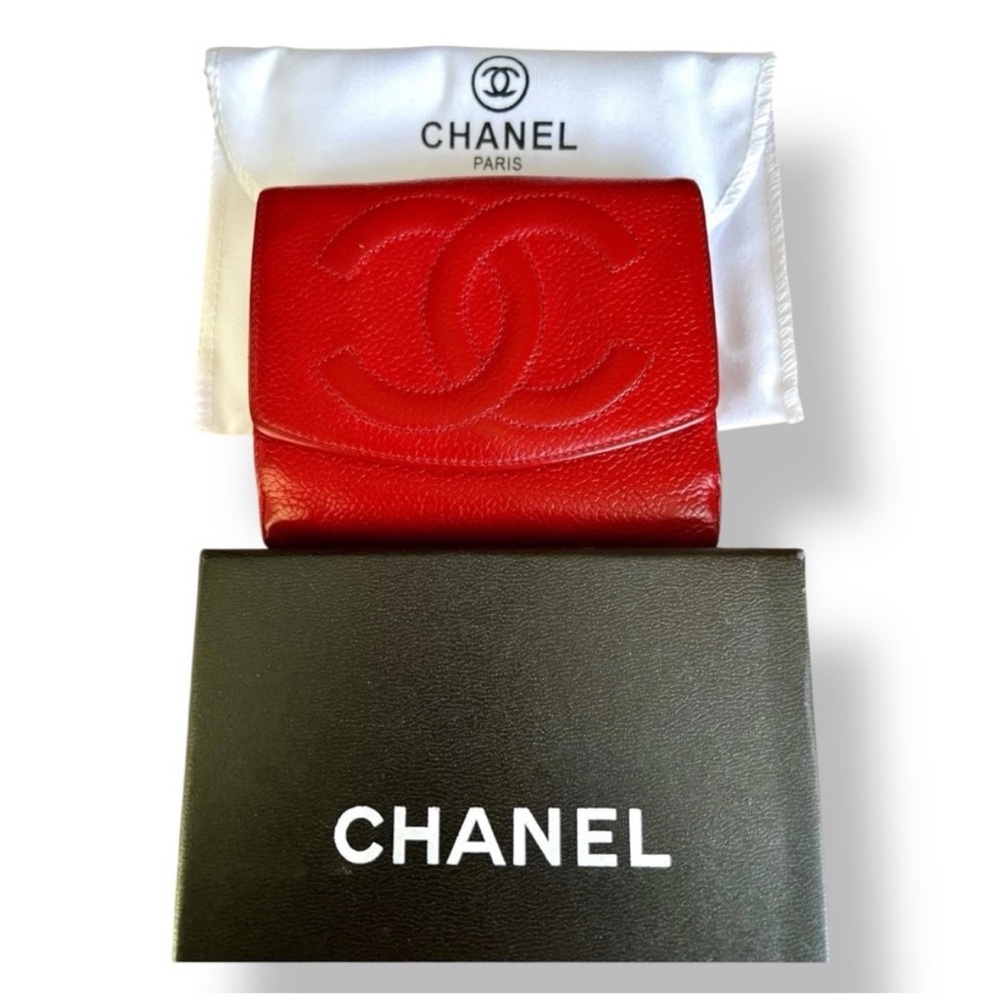 CHANEL  Red Caviar Leather Wallet, all inclusive